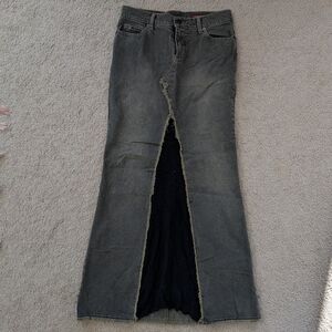 GUESS Y2K Denim Maxi Skirt with Lace Inset | Dark Grey Wash